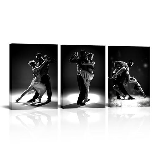 LoveHouse Latin Dance Leinwand Wandkunst Schwarz und Weiß Kunstdrucke Romantik Männer und Frauen Schlafzimmer Dekor Moderne Poster für Tänzer Zimmer Heimdekoration von LoveHouse