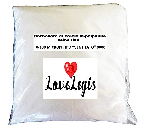 Sehr feines, nicht tastbares Calciumcarbonat - 0-100 Mikron - Caco3-Marmorpulver - inert für Harz und Kreide - nützlich für den pH-Wert des Bodens - Kunstfertigkeit - Keramik - 1 kg von LoveLegis