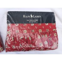 Vintage Tisbury By Ralph Lauren-True Red-Ruffles Twin Flaches Bettlaken Nos 1994-3 Verfügbar von LoveMyLinens