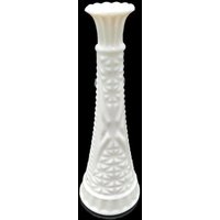 Vintage Anchor Hocking 23 cm Geprägte Weiße Milchglas Knospe Vase, Sterne Und Balken Gemusterte 1950Er Jahre Vase von LoveNStuff14