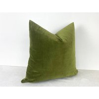 Grüner Baumwollsamt-Kissenbezug, Weicher Samt Euro Sham, Grasgrünes Kissen, Grünes Couchkissen, Schlafzimmer Sofakissen, Stoff von LovePillowArt