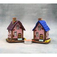 Teelicht Kerzenhalter Seehaus Deko Haus Wärmende Geschenke Neues Zuhause, Keramik Handgemacht Home Sweet Cottagecore Dekor Oma Geschenk von LoveRigaShop