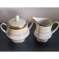 Noritake 2789, Astoria Sahne Und Zucker, Weiß, Sahnegold, Atemberaubende Vtg, Edles Abendessen, Service, Eingestellt von LoveTheNostalgia