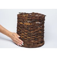Antike Primitive Hand Geschnitzt Vintage Holzfass Wabi Sabi Dekor Land Rustikale Riesige Holzkelle von LoveUssrVintage