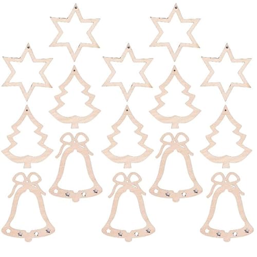 Holzanhänger Weihnachten 15 Stück - Stern, Tannenbaum, Glocke für DIY Deko Schmuck Holzanhänger Weihnachten 15 Stück - Stern, Tannenbaum, Glocke für DIY Deko Schmuck von Loveart