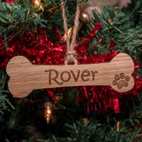 Eiche, Kirschbaum Oder Nussbaum - Personalisierter Hund Welpe Haustier Weihnachten Weihnachtsbaum Dekoration/Christbaumkugel Ornament Holz Graviert von LovebyLaser