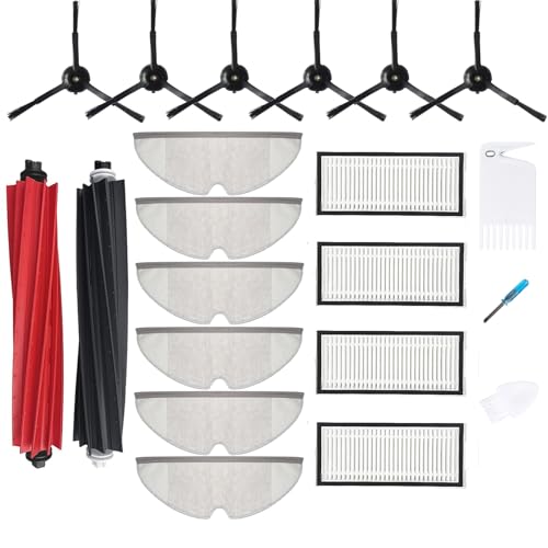 LOVECO Zubehör Ersatz Kompatibel für Roborock Q5 Pro Q5 Pro+ Q8 Max Q8 Max+, 2 auptbürste, 4 Filter, 6 Seitenbürsten, 6 Moptücher, 1 Bürstenreinigungswerkzeug von Loveco