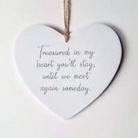 Trauerarbeit Erinnerungsherz - Treasured in My Heart You'll Stay Handgefertigtes Keramik Ornament von LovedByPot