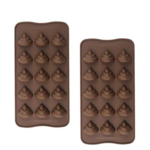2 Stück Silikon Schokoladenform Poop Emoji Pralinenform Eiswürfelform Silikonbackform für Schokoladen, Gelee, Kuchen und Eiswürfel Braun von Lovedrop