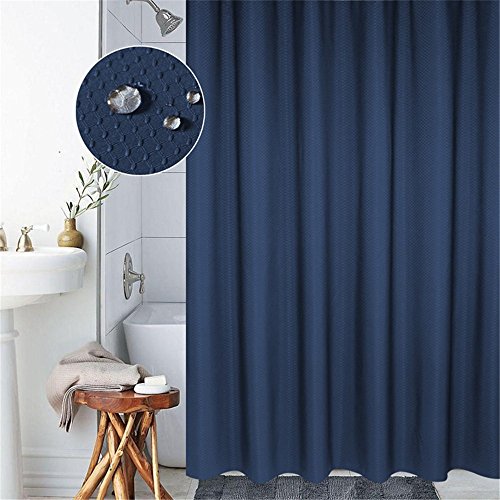 Lovedrop Duschvorhang Anti-Schimmel & Wasserdicht 100% Polyester Badezimmer Duschvorhang mit verstärktem Saum, mit Haken 120/150/180/200 x 200cm, Grau/Blau (120x200cm, Blau) von Lovedrop