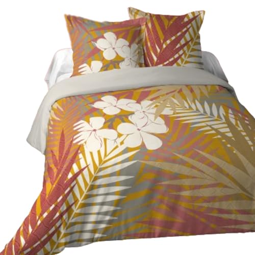 STOF Bettbezug Manua, 240 x 220 cm und 2 Kopfkissenbezüge 63 x 63 cm, 100% Baumwolle, 57 Fäden, Ökotex, Rot, Gold, Palme, Reisen, Tropen STOF Bettbezug Manua, 240 x 220 cm und 2 Kopfkissenbezüge 63 x 63 cm, 100% Baumwolle, 57 Fäden, Ökotex, Rot, Gold, Palme, Reisen, Tropen von Stof