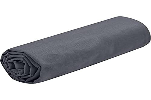 STOF - Spannbettlaken - Größe 160 x 200 cm, Groß 30 cm - 100% Öko-Tex-zertifizierte Baumwolle - Schieferfarbe - Modell Eden - Bettwäsche für zu Hause - Weich und bequem für EIN gemütliches Nest von Stof