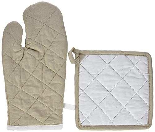 Lovely Casa cu1490017/Set Duo Handschuh/Topflappen Baumwolle Leinen/Ecru 21 x 35 von Lovely Casa