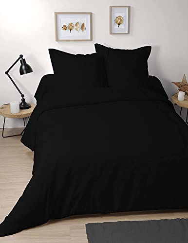 Lovely Casa HC44820001 Alicia HC Bettbezug 260 x 240 cm 100% CO 100% Baumwolle, schwarz, 260 x 240 cm von Lovely Casa