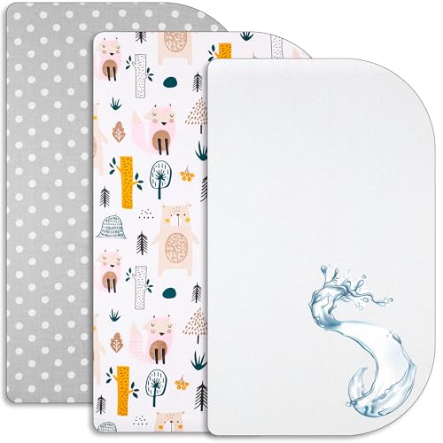 Lovely Hippo 2X Spannbettlaken 50x89 cm Kompatibel mit BabyBay + 1X Matratzenschoner - Spannbettlaken Baby Kompatibel mit Maxi, Boxspring, Comfort, Comfort Plus 100% Baumwolle (Waldtiere, 50x89cm) von Lovely Hippo