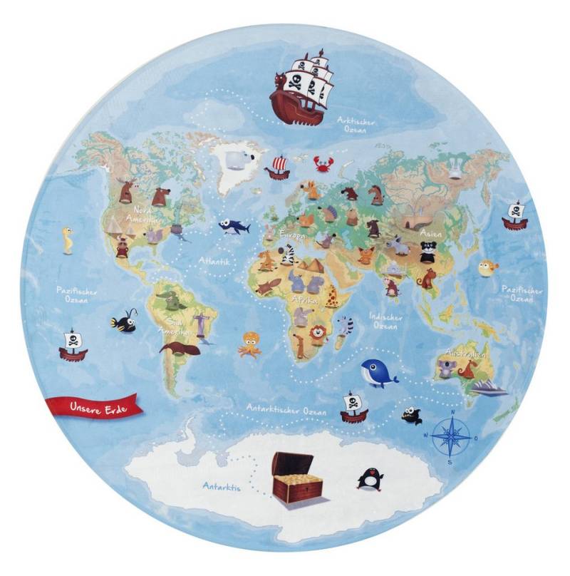 Lovely Kids Kinderteppich Weltkarte blau von Lovely Kids