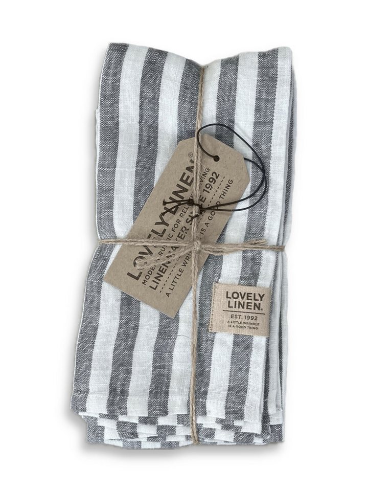 Lovely Linen Stoffserviette Misty Serviette Leinen edge dark grey 45x45cm (1 Stück) von Lovely Linen