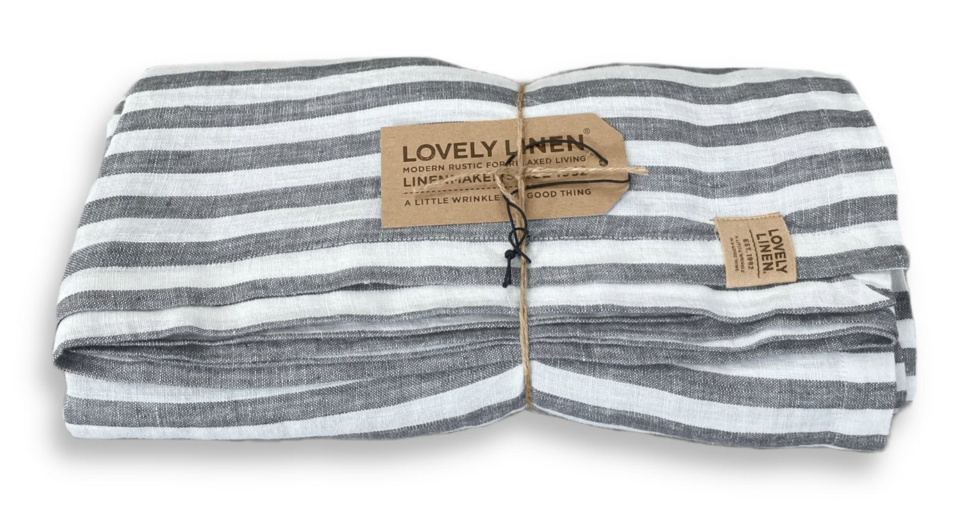 Lovely Linen Tischdecke Misty Tischdecke Leinen edge dark grey 145x250cm (1 Stück) von Lovely Linen