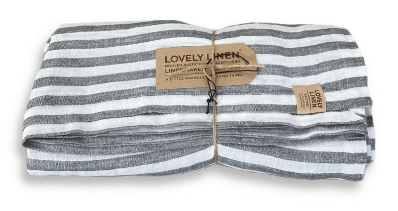 Lovely Linen Tischdecke Linen Misty Tischdecke Leinen edge dark grey 145x300cm (1 Stück), MISTY 145X300 EDGE DARK GREY W:21 D:37 H:8 von Lovely Linen