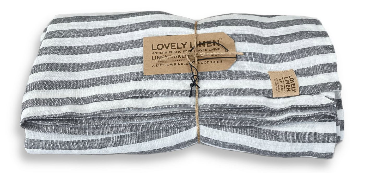 Lovely Linen Tischdecke Misty Tischdecke Leinen edge dark grey 145x380cm (1 Stück) von Lovely Linen