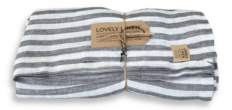 Lovely Linen Tischdecke Linen Misty Tischdecke Leinen edge dark grey 145x380cm (1 Stück), MISTY 145X380 EDGE DARK GREY W:19 D:40 H:10 von Lovely Linen