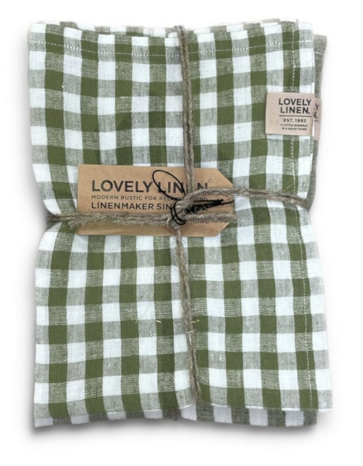 Lovely Linen Tischdecke Misty Tischläufer Leinen square jeep green von Lovely Linen