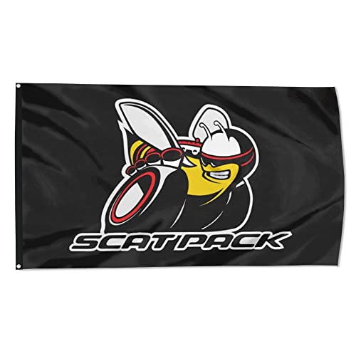 Lovely999 Scatpack Mopar Banner Fahne Dodge Chrysler Auto Teile Racing Bee Pack Scat Perfekt für Ihr Zuhause Fahnenmast Heckklappe Wand Banner Dekoration, schwarz, 3x5 Feet von Lovely999