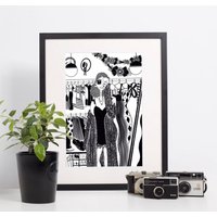 Kunstdruck - Schrank Selfies B&w von LovelyEarthlings