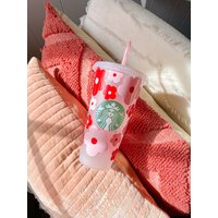 Pink Und Rot Retro Blumen Valentinstag Starbucks Cup | Geschenk Für Daisy Liebhaber Beste Freundin Süße Blumentasse Wiederverwendbarer Becher von LovelyJENs