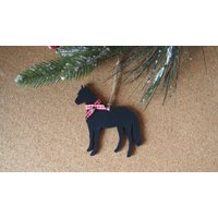 Pferd Weihnachtsbaumschmuck, Weihnachtsdekoration, Pferdeliebhaber Geschenk, Schwarzes Mit Rotem Vichykaro, Weihnachtsstopf von LovelyPerfectStyle