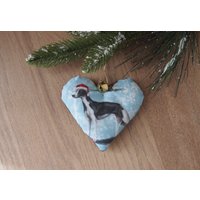 Windhund Stoff Herz, Hund Weihnachtsdekoration, Whippet Ornament, Lurcher Handgemachte Dekoration, Hundeliebhaber Geschenk, Weihnachts Geschenkidee von LovelyPerfectStyle