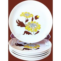 6 Dessertteller Von Sovirel Mit Margeritendekor, 1970Er Jahre von LovelyPreciousTime