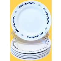 Lustucru Vintage, Hergestellt in Der Ukraine 6 Kleine Sammler-Dessertteller Mit Kleinen Karos von LovelyPreciousTime
