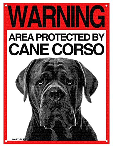 Lovelytiles Cane Corso Schild ATTENTAL Hund, Warning Area Protected by von Lovelytiles