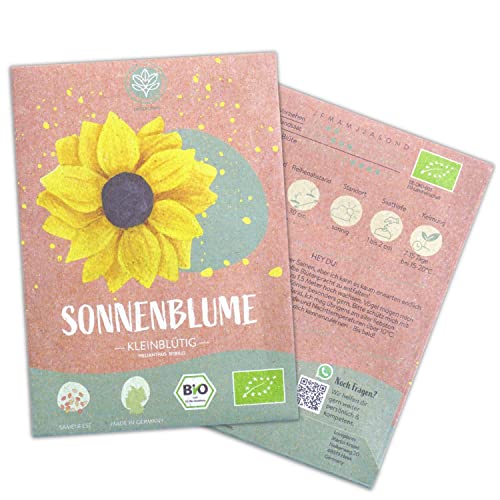 Bio kleine Sonnenblumen Samen, 20 Blumensamen mit hoher Keimquote, Sonnenblumensamen für deinen Garten, Balkon, Beet oder als Gastgeschenk. Samenfestes Blumen Saatgut. von Loveplants