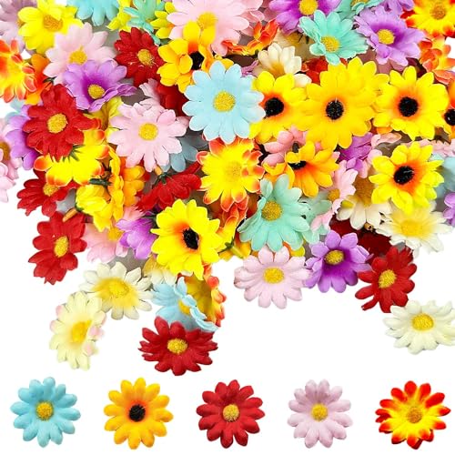 100 Stücke Künstliche blüten, Daisy Blumen zum Basteln, Farbe Stoffblumen, Wiederverwendbar Kunstblumen zum Basteln, Deko Blüten Geeignet für Heimwerker Hochzeit Festival Party Zuhause (4 cm) von Lovesmile