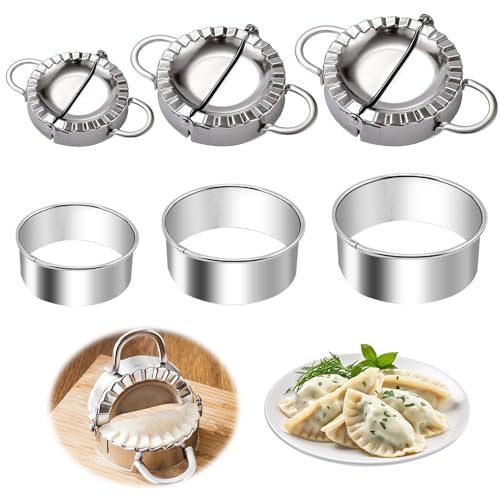 6 Stück Ravioli Former, Edelstahl Ravioli Maker, 3 Stück Ravioli Mold + 3 Stück Rundschnittform, Teigtaschenformer, Dumpling Maker, Gyoza Maker Geeignet für Herstellung von Knödeln Wontons Wraps von Lovesmile
