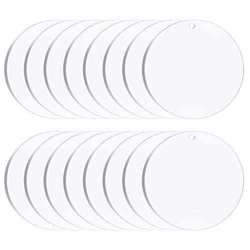 Acrylscheibe, 20 Stück Acrylscheibe Rund mit Loch, Plexiglas Rund, Transparent Acryl Platten, Acrylglas Rund, Acrylplatte Rund Geeignet zum Malen Heimwerken Basteldisplay (9 x 0.2 cm) von Lovesmile