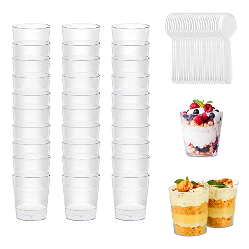 50 Stücke Plastik Dessertbecher, 55ML Dessertbecher, Dessertschalen Plastik mit Löffeln, Wiederverwendbar Dessertgläser Plastik, Dessertbecher Plastik Geeignet für Kuchen Eiscreme Mousse Pudding von Lovesmile