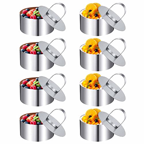 Lovesmile Dessertringe, Dessertringe 8cm, Servierringe, Backring, 8 Stücke Servierringe Edelstahl Set, Kleine Tortenringe Geeignet für Mousse Kuchen, Desserts, Backwaren (mit Deckel) von Lovesmile