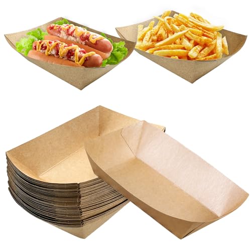 Currywurst Schale, 50 Stücke Currywurst Schale Einweg, Pommesschalen Fingerfood, Pappschalen Geeignet für Pommes Frites Macarons Currywurst Salate(Biologisch Abbaubar) von Lovesmile
