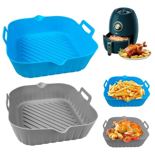 Silikon Backform für Heißluftfritteuse, 2PCS Air Fryer Silikon, Silikonform Heißluftfritteuse 20 cm, Wiederverwendbar Silikonform Heißluftfritteuse für Mikrowelle Backofen Kühlschrank Spülmaschine von Lovesmile