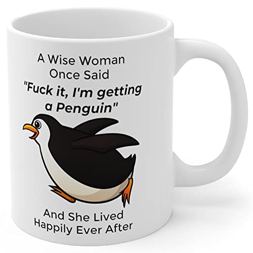 Lustige Pinguin-Geschenke für Frauen, Tierliebhaber, Haustiere, Muttertag, 2023, Eine kluge Frau, einmal gesagt, Kaffeetasse mit lustigen Zitaten, Keramikbecher, weiß, 313 ml von Lovesout
