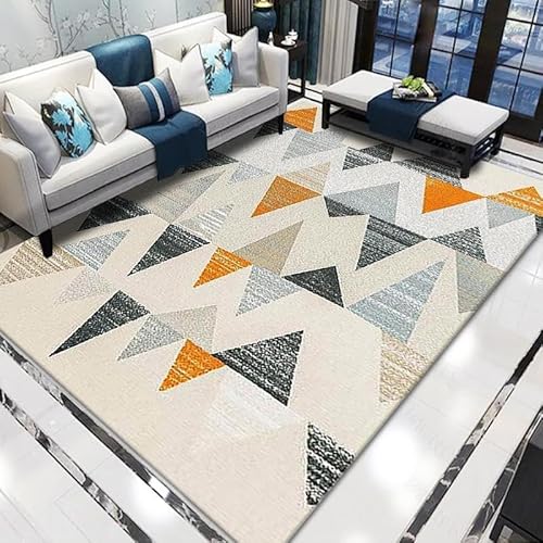 Outdoor Teppich Wetterfest Dreieck Orange Beige Teppich Wohnzimmer Schlafzimmer Weich Teppiche rutschfeste Carpet Waschbar für Küche Kinderzimmer Heimbüro Rug(80x120cm) von Lovewang