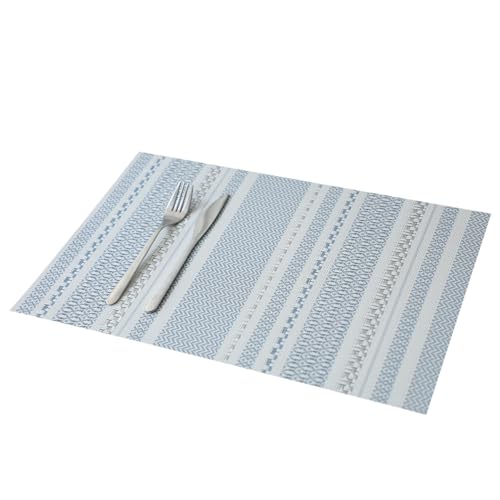Platzsets Abwaschbar Eleganter Blauer Streifen Tischsets Abwaschbar 8er Set Tischsets Platzsets Hitzebeständig Platzdeckchen rutschfest Platzsets Platzdeckchen Stoff (45x30cm) von Lovewang