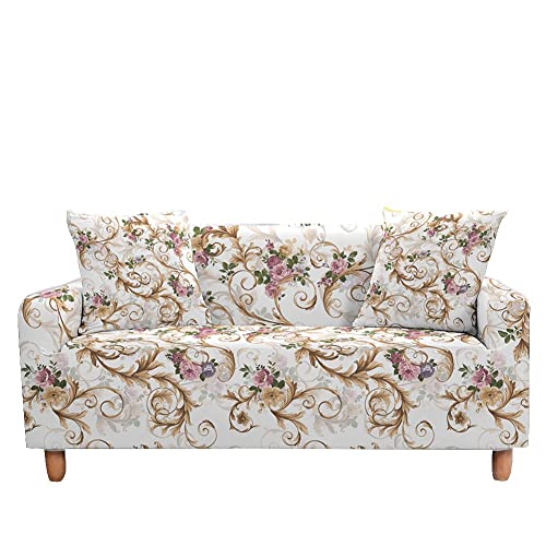 Sofa überwurf Braun Rosa Floral Sofa überzug Stretch Sofahusse Sofabezug Ecksofa mit Elastischen Boden Sofabezug L Form Universal Couchbezug Waschbar Couch überzug 3 Sitzer von Lovewang