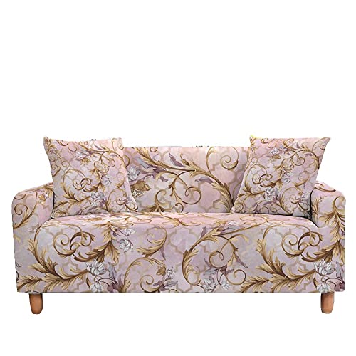 Sofa überwurf Retro Pink Braun Sofa überzug Stretch Sofahusse Sofabezug Ecksofa mit Elastischen Boden Sofabezug L Form Universal Couchbezug Waschbar Couch überzug 4 Sitzer von Lovewang