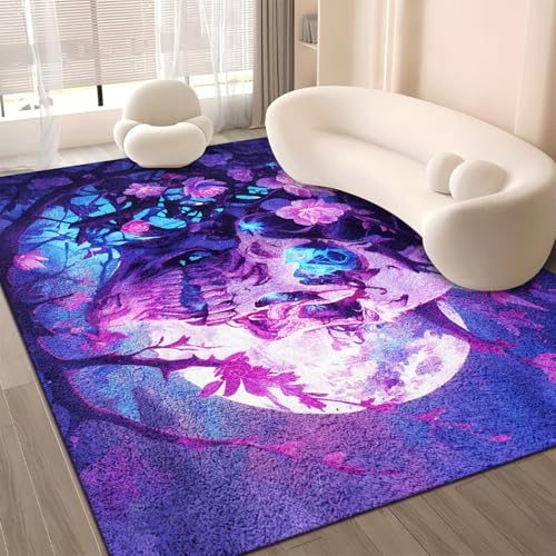 Teppich Wohnzimmer Schädel Rosa Mond Tepich rutschfeste Rug Kinderzimmer Schlafzimmer Restaurant Dekoration Teppich Wohnzimmer Kurzflor Waschbare Carpet 100x140 cm von Lovewang