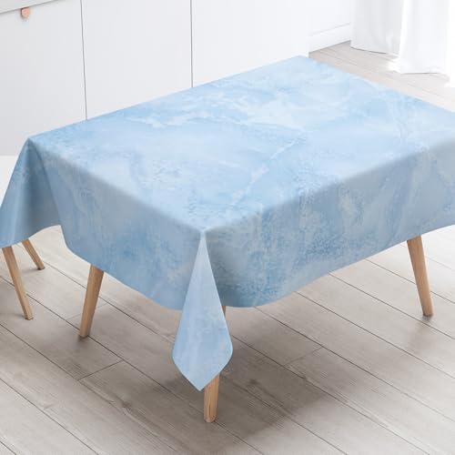 Tischdecke Geburtstag Eleganter Blauer Marmor Tischdecke Abwaschbar Stoff Gartentischdecke Party Outdoor Indoor Wasserabweisend Table Cloth Abwischbare Tischtuch Rechteckig(140x200cm) von Lovewang