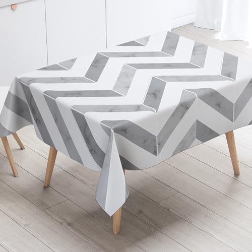 Tischdecke Geburtstag Graue Weiße Streifen Tischdecke Abwaschbar Stoff Gartentischdecke Party Outdoor Indoor Wasserabweisend Table Cloth Abwischbare Tischtuch Rechteckig(100x140cm) von Lovewang